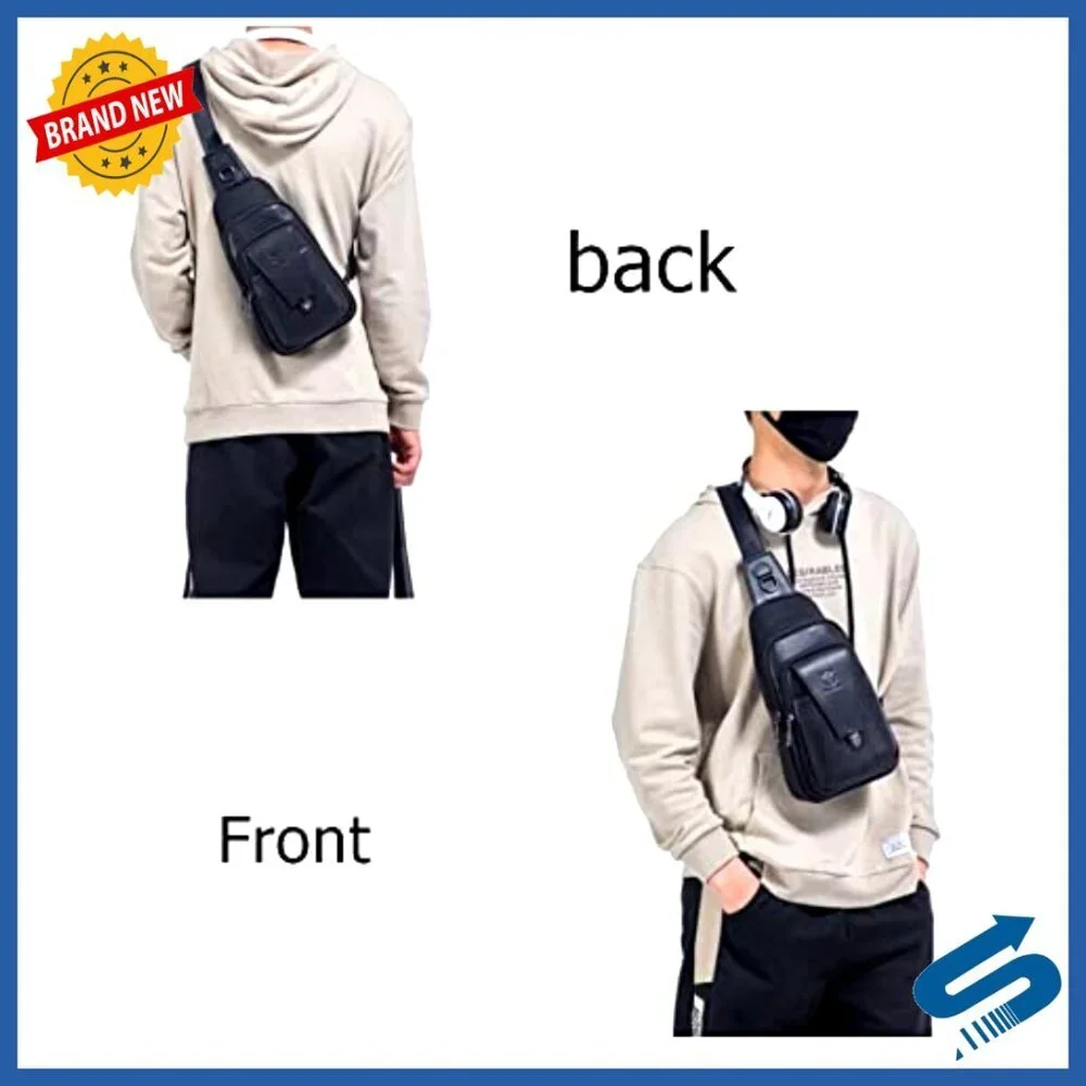 Genuine Leather Sling Bag Multi-Pocket Crossbody Chest Backpack Travel Casual
